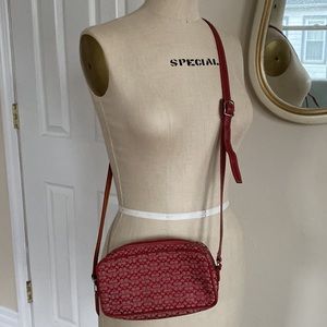 LAST CHANCE Coach mini signature thin camera zip bag crossbody red monogram